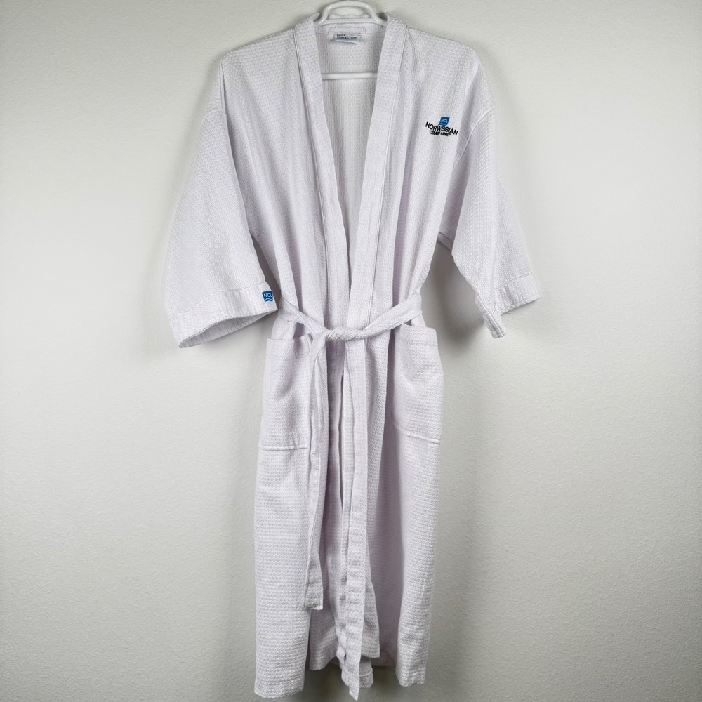 Norwegian Cruise Line Robe Unisex OS White Excellent Waffle Knit Spa Luxury